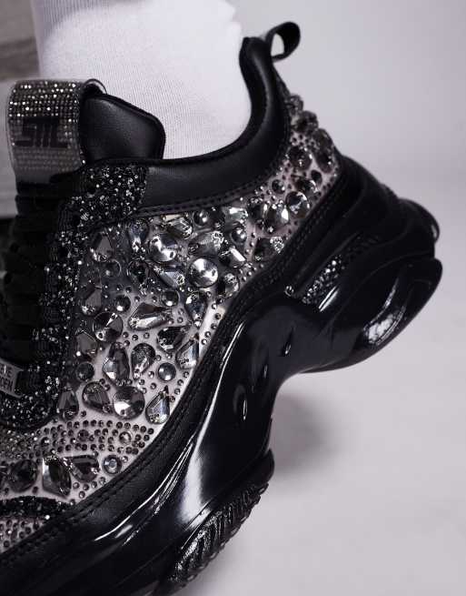 Steve Madden Manifesto rhinestone chunky trainers in black ASOS