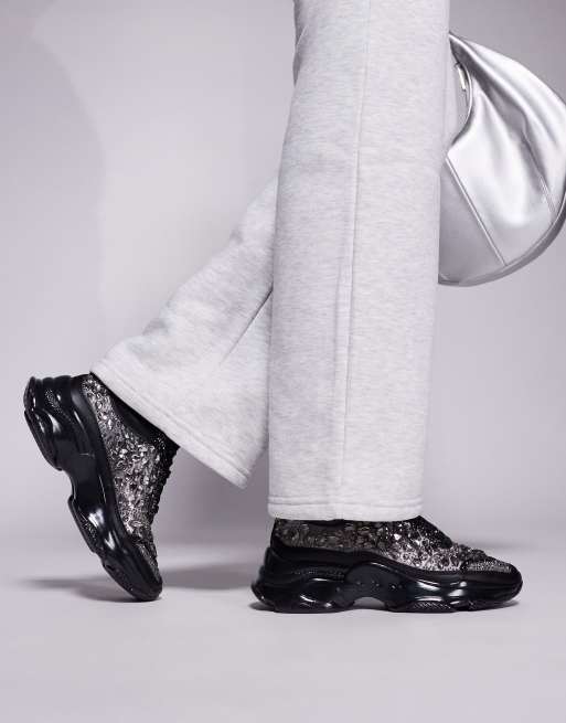 Steve Madden Manifesto rhinestone chunky trainers in black