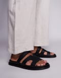 [Steve Madden] Steve Madden Manu slider sandals in black leather 7.5 Black Leather
