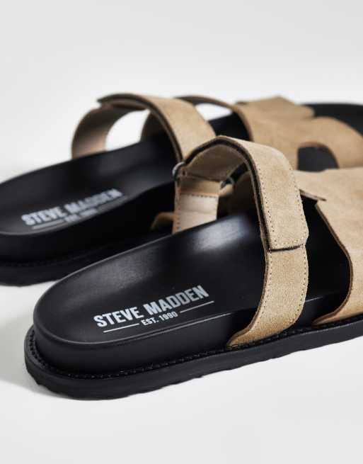 Steve Madden – Manu – Szarobrązowe zamszowe sandały z paskami, 3 z 4