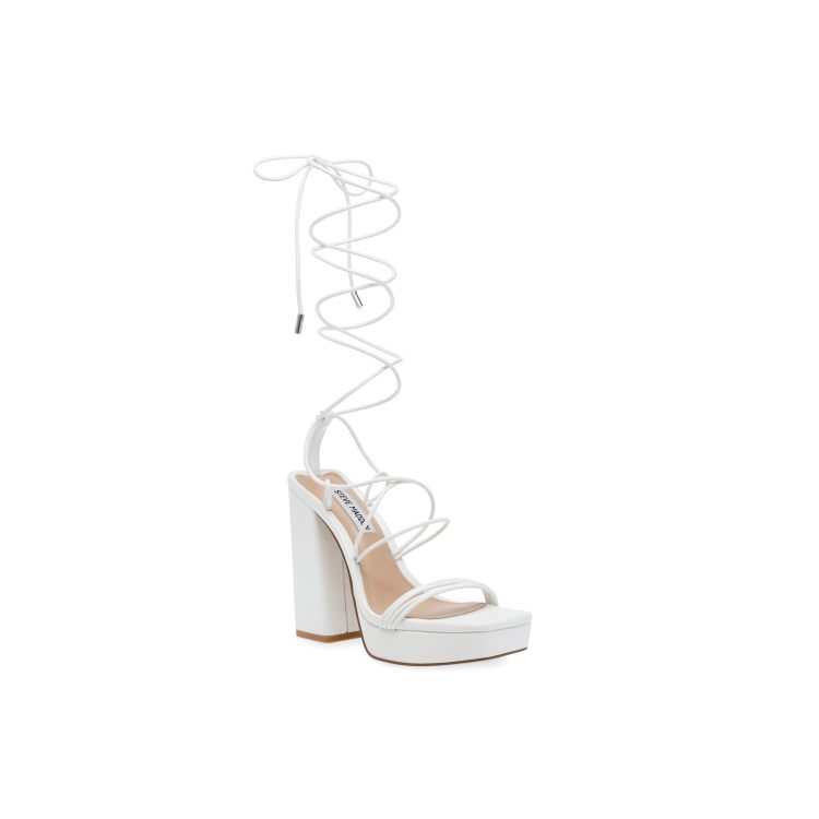 Steve Madden Manzie platform sandals with ankle tie in white