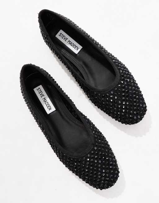 Steve Madden Marli embellished ballet flats in black mesh