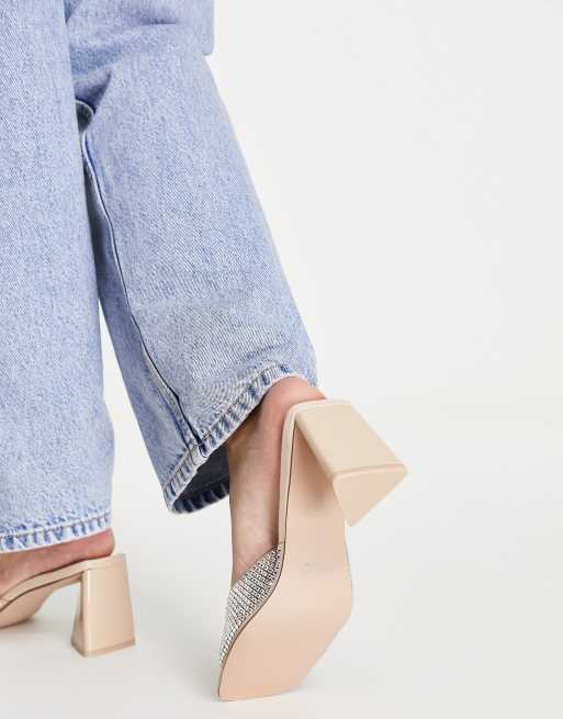 Steve Madden – Marseille – Absatz-Pantoletten mit Schmucksteinverzierung in Transparent , 3 von 4