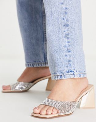 Steve Madden Marseille diamante heeled mules in clear  - ASOS Price Checker