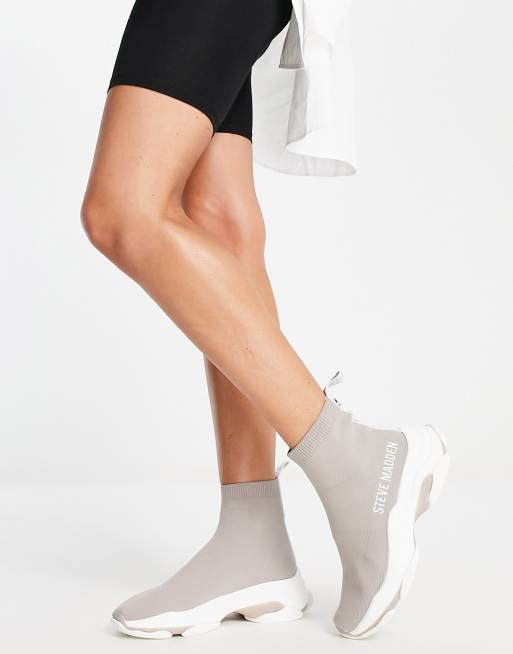Steve Madden – Master – Brungrå sneakers i strumpmodell 