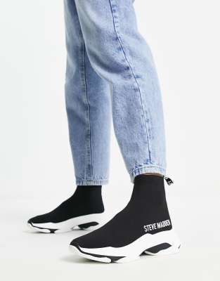Steve Madden Master sock trainers in black pewter - ASOS Price Checker