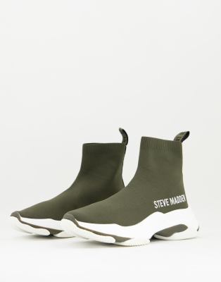 Steve Madden Master sock trainers in olive ASOS