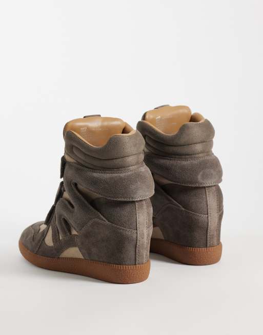 Steve Madden - Mavis - Baskets compensées en daim - Taupe, 4 de 5