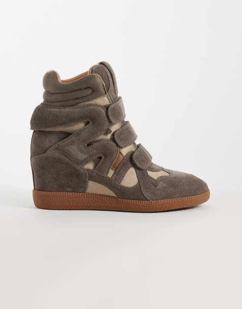 Steve Madden – Mavis – Brungrå sneakers i mocka med kilklack - view 1