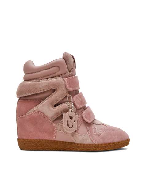 Steve Madden – Mavis – Rosa sneakers i mocka med kilklack - view 1