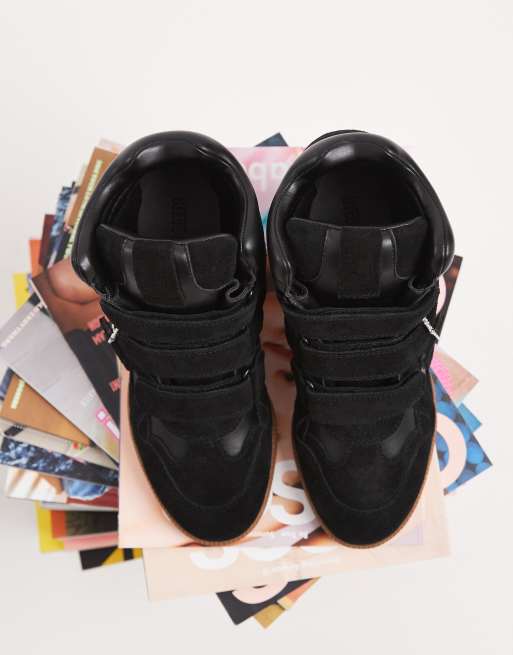 Steve Madden Mavis wedge sneakers in black suede, 4 of 5