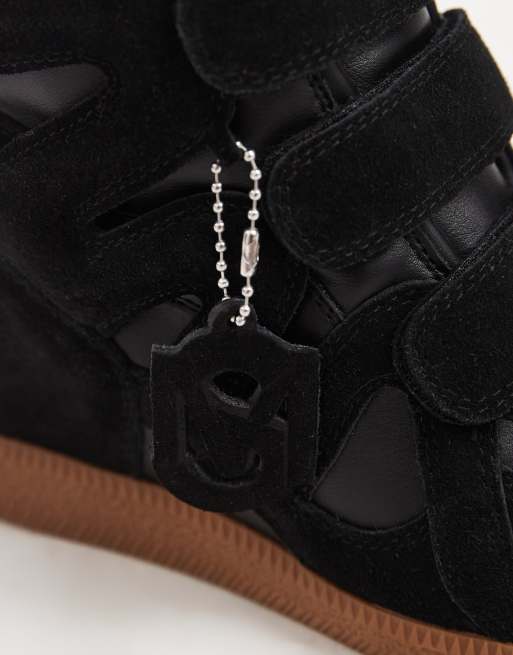 Steve Madden Mavis wedge trainers in black suede, 2 of 5