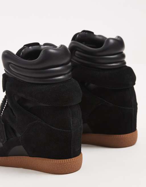 Steve Madden Mavis wedge trainers in black suede, 5 of 5