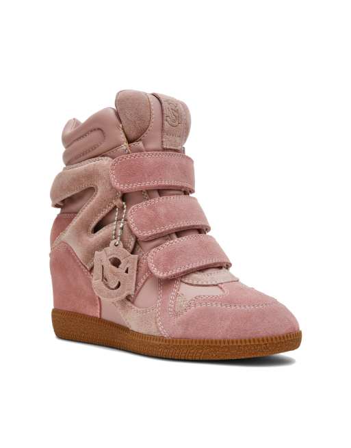 Steve Madden Mavis wedge trainers in pink suede, 2 of 5