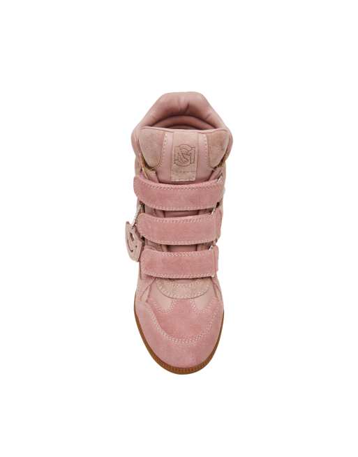 Steve Madden Mavis wedge trainers in pink suede, 5 of 5