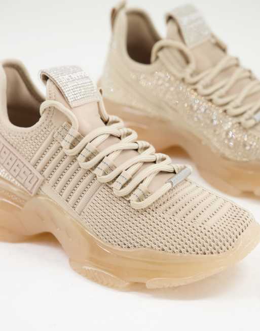 Steve Madden Maxilla-R chunky trainers with glitter in blush