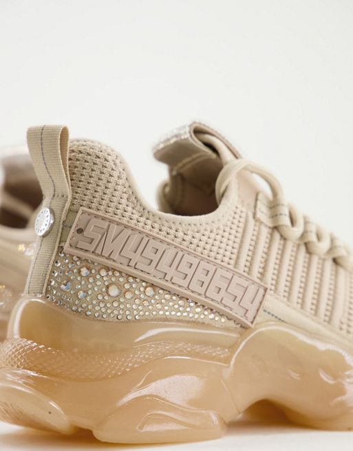 Steve Madden Maxilla-R chunky trainers with glitter in blush
