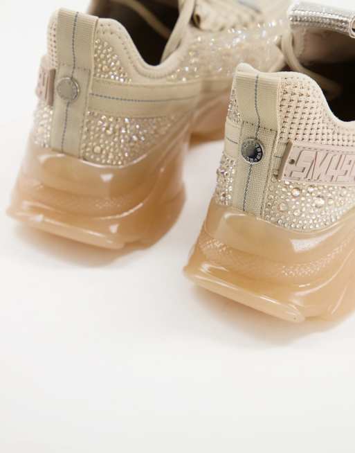 Steve Madden Maxilla-R chunky trainers with glitter in blush