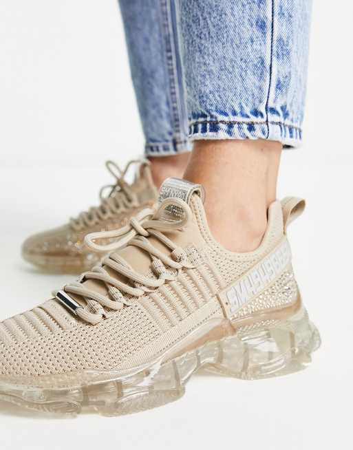 Steve Madden - Maxima-R - Sneakers met dikke zool en siersteentjes in roségoud