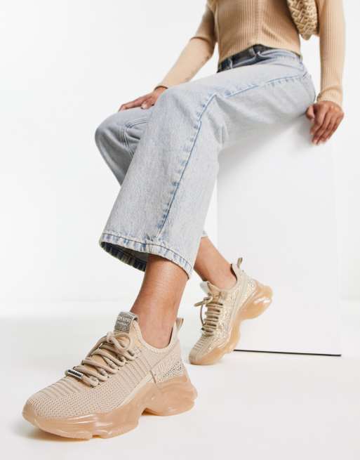 Steve Madden - Maxima-R - Sneakers met dikke zool en siersteentjes in roségoud