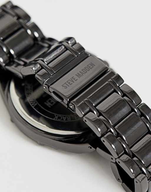 Steve Madden mens bracelet watch in black