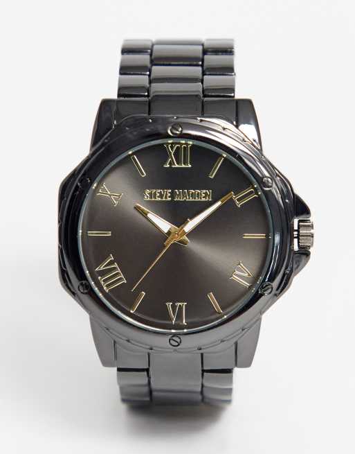 Steve madden 2025 black mens watch