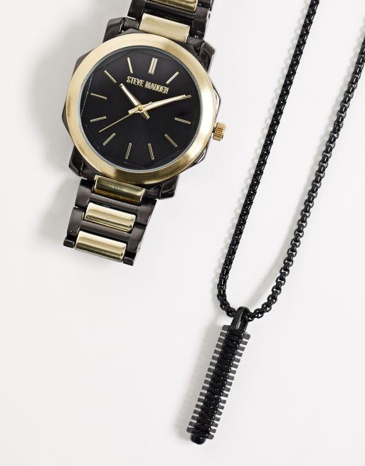 Mens watch and hot sale necklace set