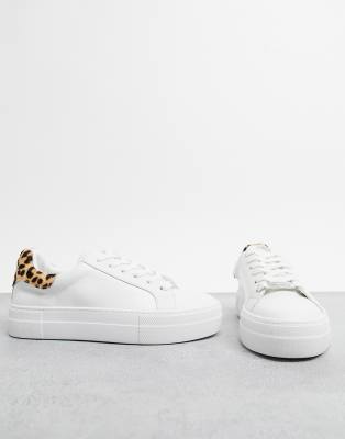 white sneakers leopard detail