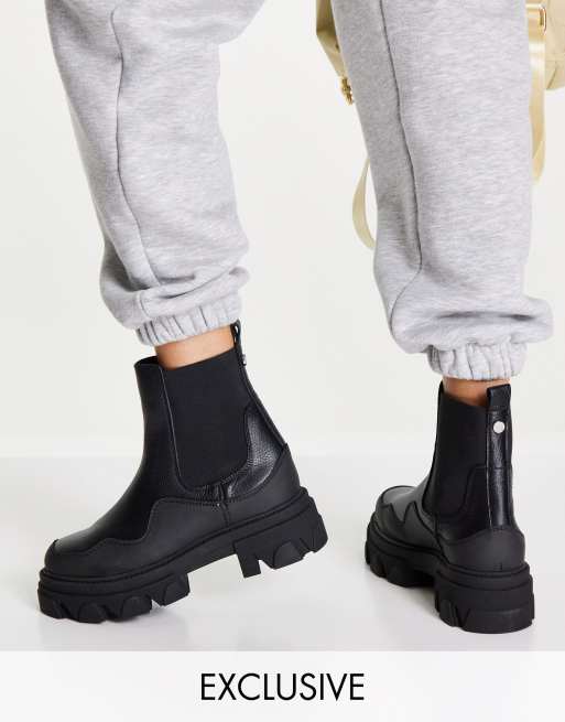 Steve Madden - Merilyn - Bottines chelsea chunky en cuir - Noir