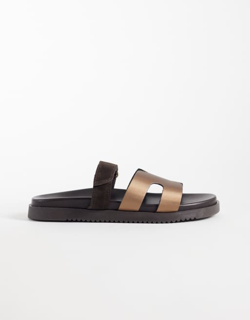 Steve Madden – Missile – Bruna och bronsfärgade sandaler i satin med remmar, 2 av 4