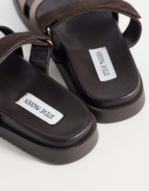 Steve Madden – Missile – Bruna och bronsfärgade sandaler i satin med remmar, 4 av 4