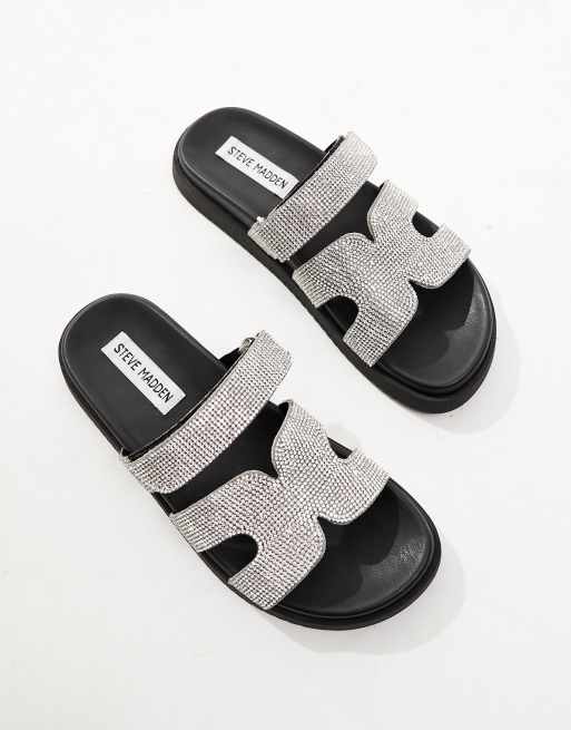 Steve Madden – Missile-R – Slider mit Riemen in verziertem Silber 