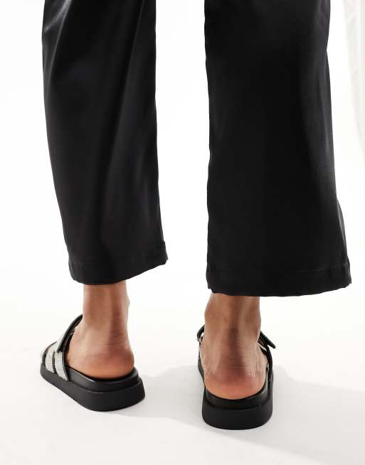 Steve Madden – Missile-R – Slider mit Riemen in verziertem Silber 