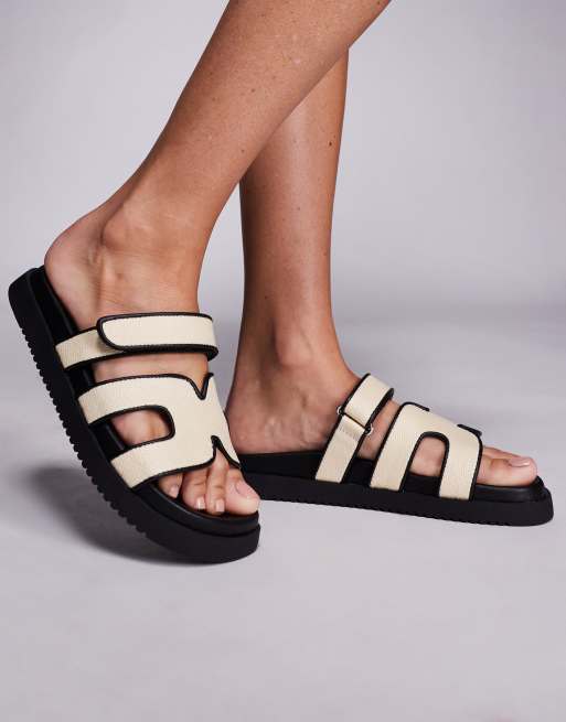 Steve Madden - Missile - Sandali in pelle color crema con listini a contrasto