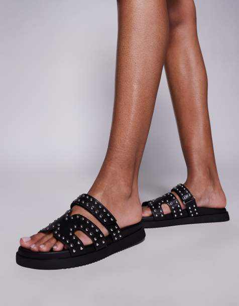 Steve Madden Missile sandals with studded straps in black - view 1