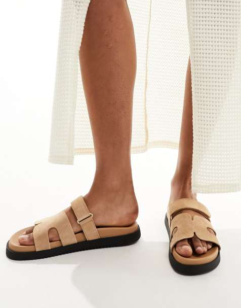 Steve Madden - Missile - Sandfarvede sliders med remme i ruskind - view 1