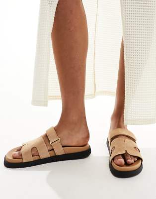 Steve Madden - Missile - Slider mit Wildlederriemen in Sand-Neutral