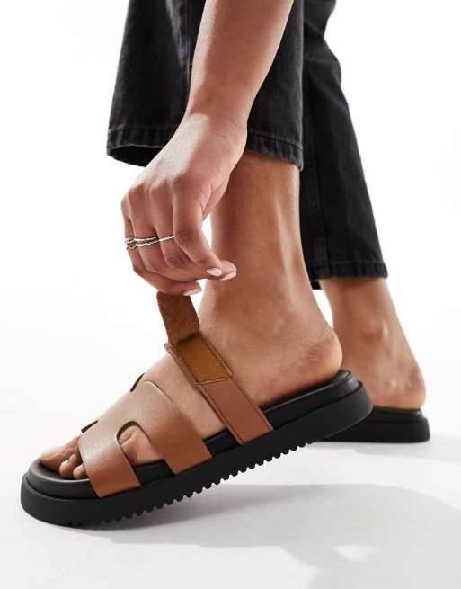 Steve Madden - Missile - Slippers met leren bandjes in lichtbruin, 2 van 4