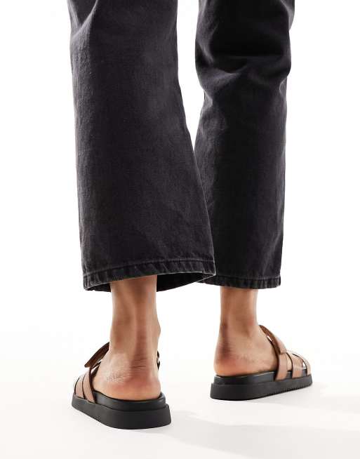 Steve Madden - Missile - Slippers met leren bandjes in lichtbruin, 4 van 4
