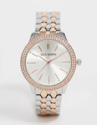 silver metal watch womens