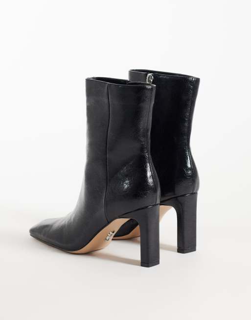 Steve Madden Morph heeled ankle boots in black crinkle, 4 of 4