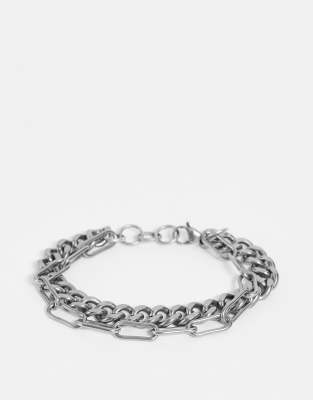 Steve Madden multi chain bracelet in silver tone - ASOS Price Checker