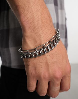 Steve Madden multi chain bracelet in silver tone