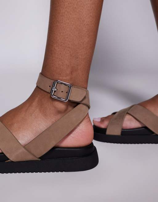 Steve Madden My Bestie sandals with strap buckle in nubuck taupe, 4 of 4