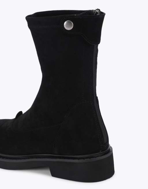 Steve Madden Myer black suede high ankle boots in black, 3 of 4