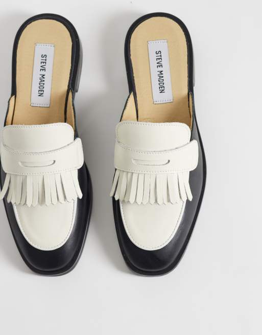 Steve Madden Nanette mule loafers in black/white, 3 of 4