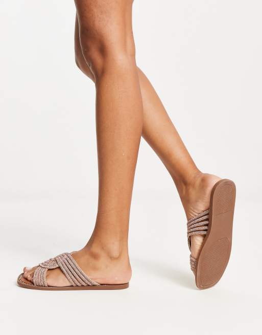 Steve Madden - Neles - Flade sandaler i rosaguld med udsmykninger, 2 af 4