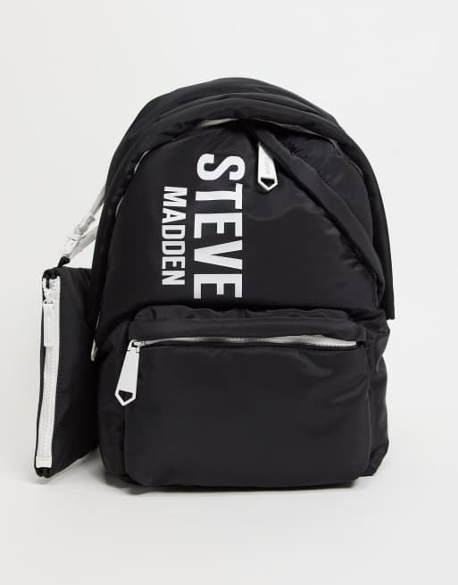 Steve madden black 2025 and white backpack