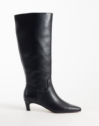 Steve Madden New Davis kitten heel knee boots in black leather