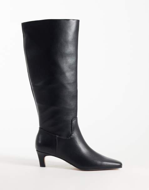 Steve Madden New Davis kitten-hæl knæstøvler i sort læder - view 1